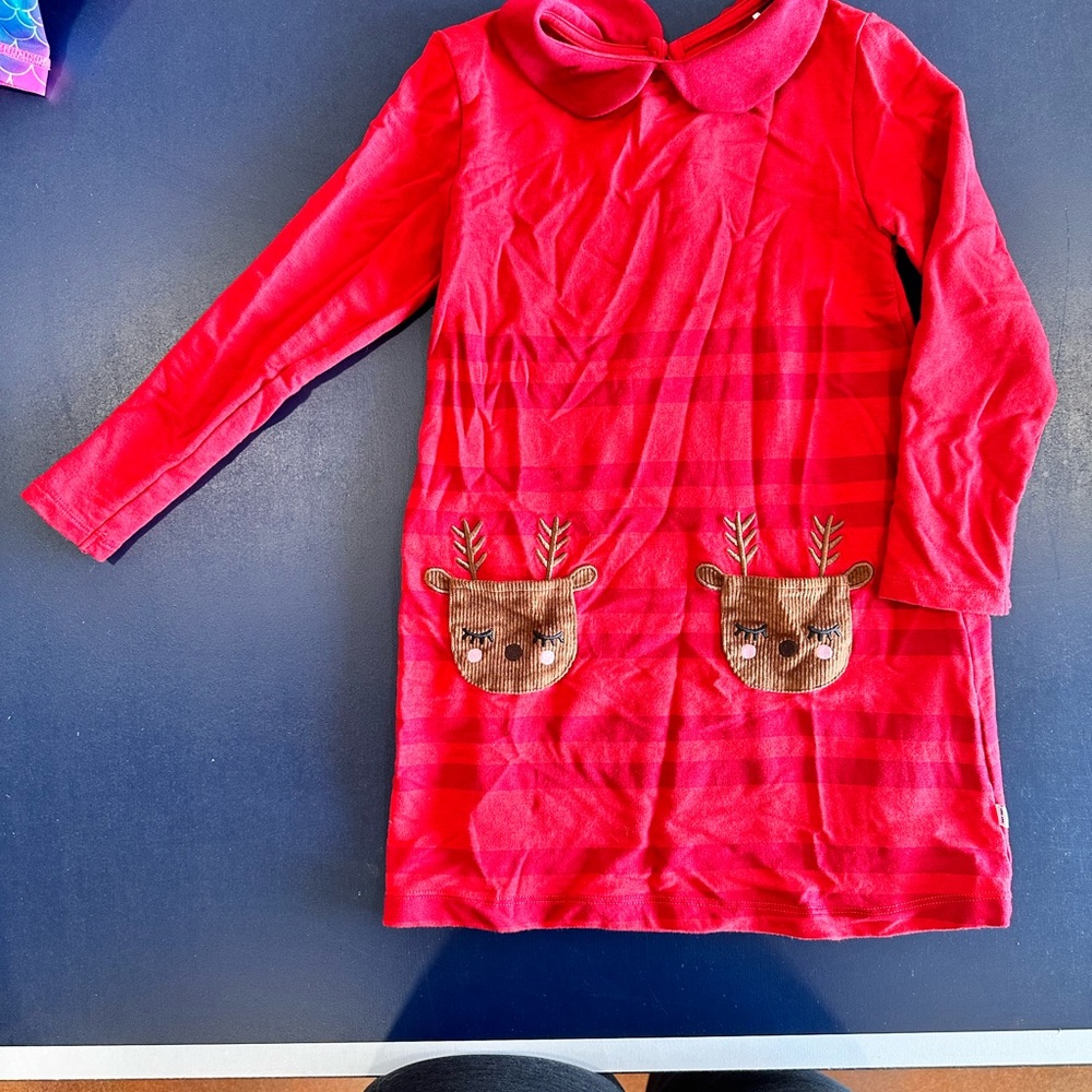 Red Dress with Reindeer Pockets